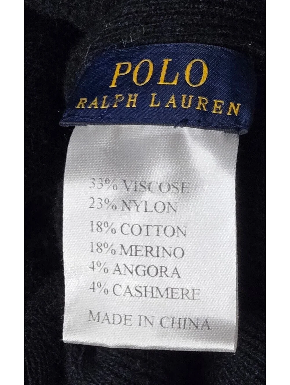 Polo Ralph Lauren Black Knit Beanie Pink Logo Merino Cashmere Angora Blend
